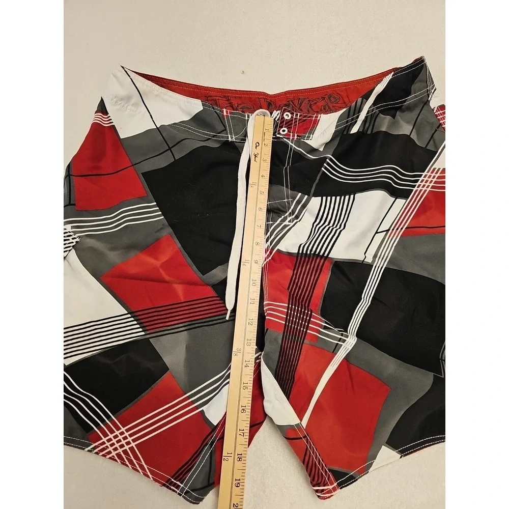 Joe Boxer‎ Swim Trunks Mens XL Board Shorts Red Black Geometric